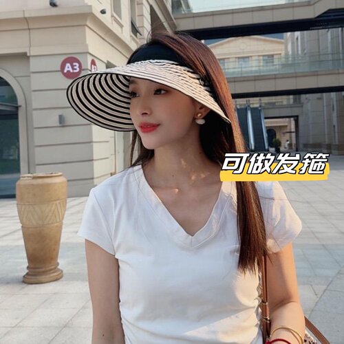 夏季可扎马尾空顶防晒帽女遮阳帽