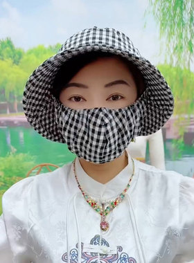 夏季防晒口罩一体帽子遮阳帽女款