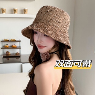 春夏季防晒遮阳帽子女款2026新款双面可戴渔夫帽高级感超好看盆帽