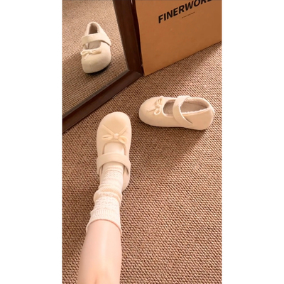 林北北复古白色厚底勃肯棉鞋女