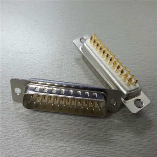 D-SUB5.0版军工级25针座连接器 车针并口焊线DB25P公头接插件镀金