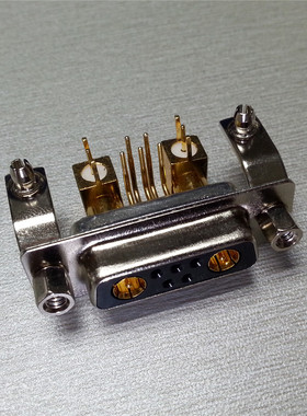 优质射频同轴7W2母头连接器 工业插座 高频弯脚卧式5+2母座接插件