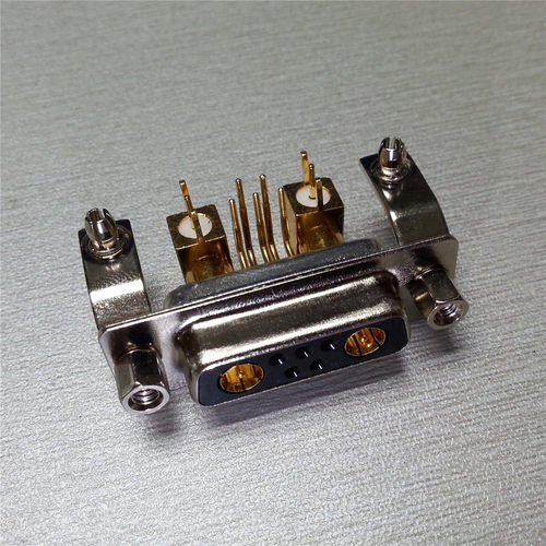 优质射频同轴7W2母头连接器 工业插座 高频弯脚卧式5+2母座接插件