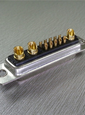 黑色D-SUB13W3混合大电流焊线工业插头连接器 10+3混装电源线母头