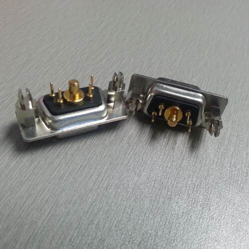 大电流直插式D-SUB5W1母头连接座 带鱼叉铆锁 直插焊板母座连接器