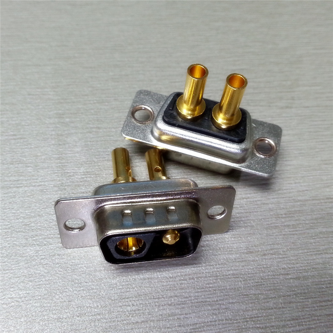 优联康大电流打端式D SUB2V2公头混装打线式矩形2芯公端子连接器