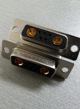 DB7W2孔 大电流连接器d-sub 5+2母头焊线式 矩形重载 5细2粗 插座