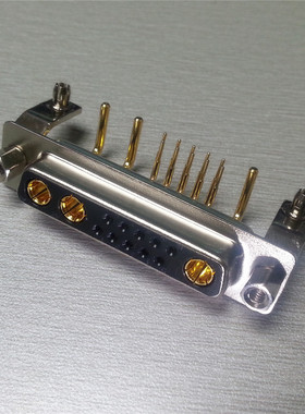黑色大电流D-SUB13W3弯针母座连接器混合矩形D型10+3卧式电源母座
