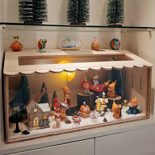 盲盒造景diy材料包zsiga泡泡玛特手办布微景观房子配件星星人雪景