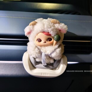 毕奇木鱼安全座椅车载出风口拉布布泡泡玛特盲盒手办固定支架