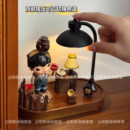 小野造景diy材料包molly面包木质托盘灯泡泡玛特星星人手办布场景