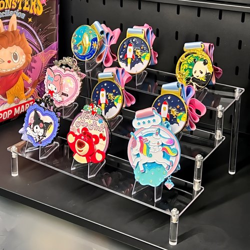 马拉松奖牌展示架透明亚克力阶梯式徽章纪念碑整理keep金牌收纳盒