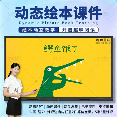 鳄鱼饿了：动态绘本PPT3‑6岁小班语言儿童电子版课件
