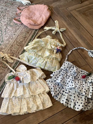 iFHHee三色水母蛋糕“花边包包 100%棉原创设计肩带可调节