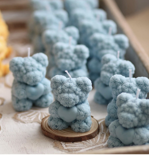 璇儿手作香薰蜡烛玫瑰花小熊蝴蝶小熊石膏摆件硅胶模具