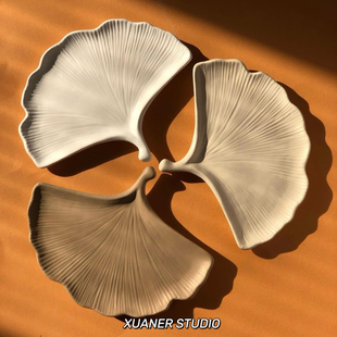 璇儿手作香薰石膏滴胶银杏叶叶子树叶形状碟子摆件硅胶模具