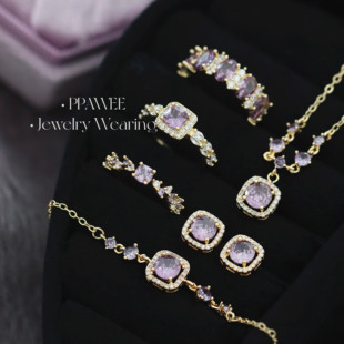 迷雾方糖|复古紫色水晶锆石开口食指戒指女可调节轻奢高级感叠戴