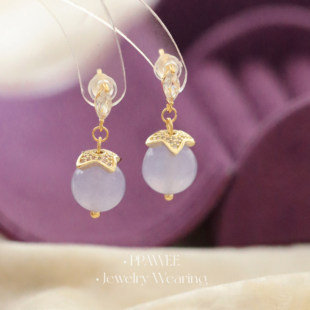 暮山紫露|新中式紫色玉髓耳饰复古风宋代耳环国风清冷感锆石耳钉