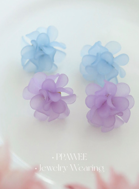 一见花漾|森系蓝紫色花朵耳饰适合夏天仙气多巴胺耳环度假风耳钉