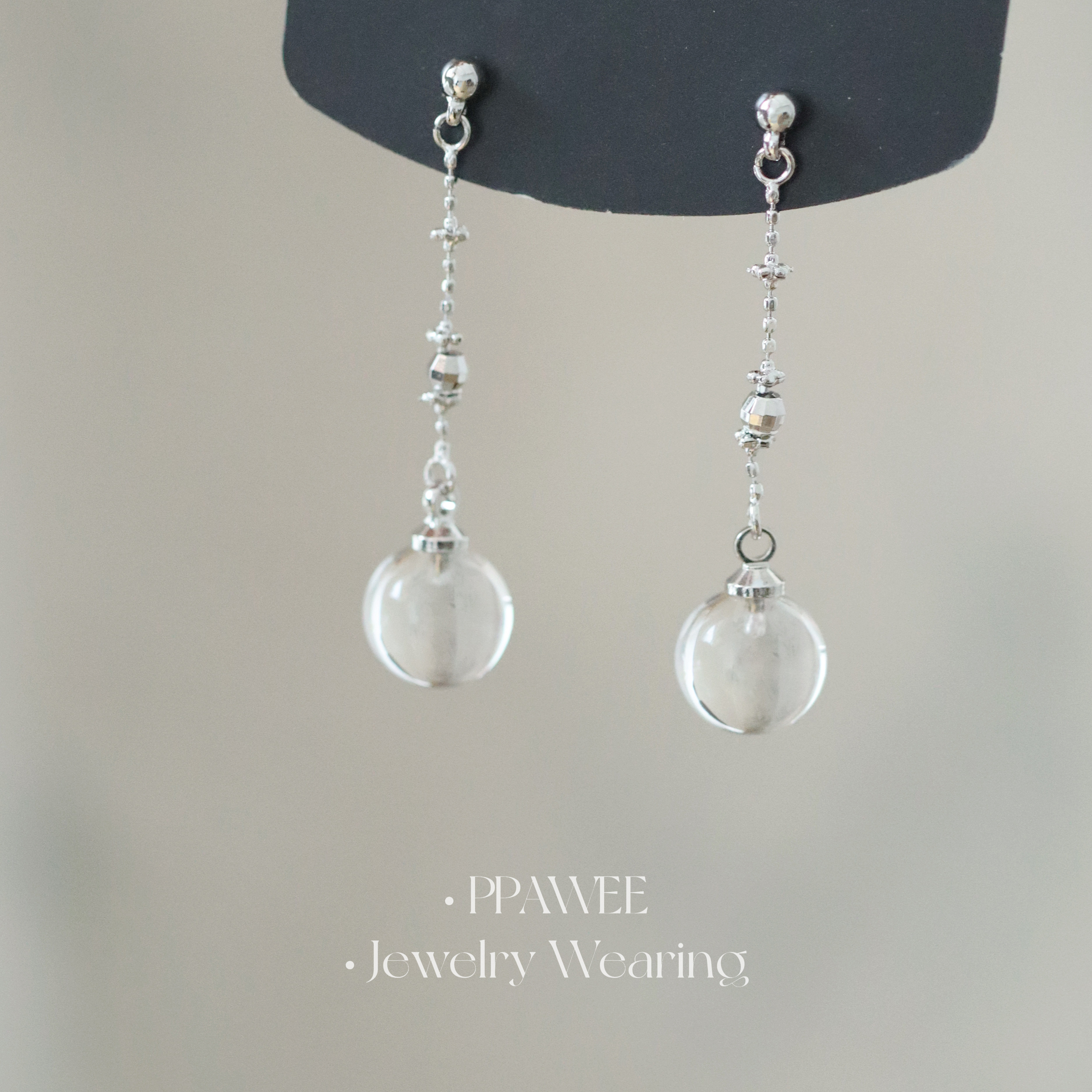 冰岛气泡|白色水晶清冷感耳饰女夏长款几何吊坠耳环气质流苏耳钉