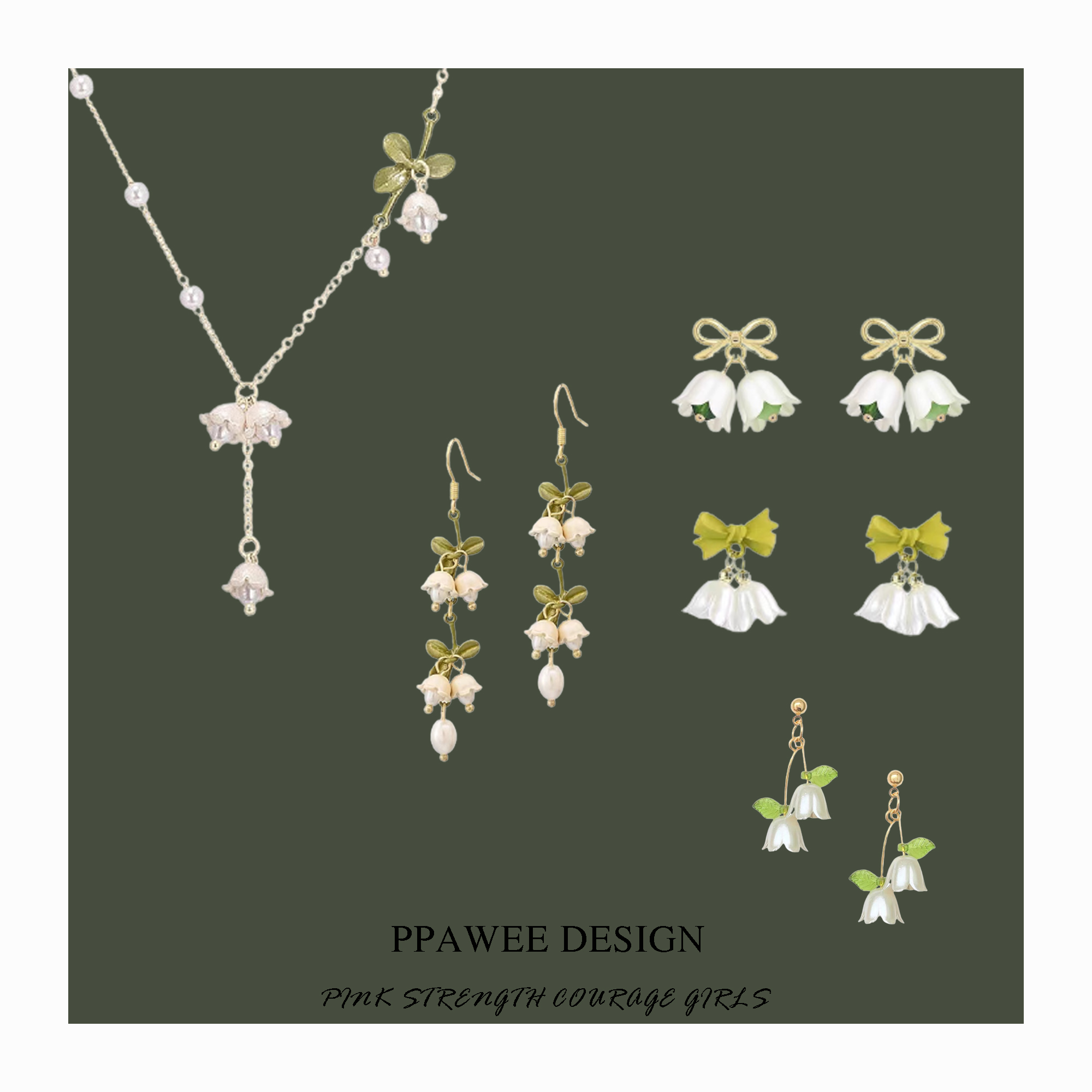 春日铃兰蝴蝶结郁金香耳环独特