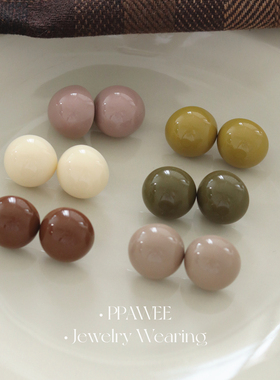 暮色糖豆|秋冬定制莫兰迪奶糖彩色耳饰气质圆形耳环日常精致耳钉