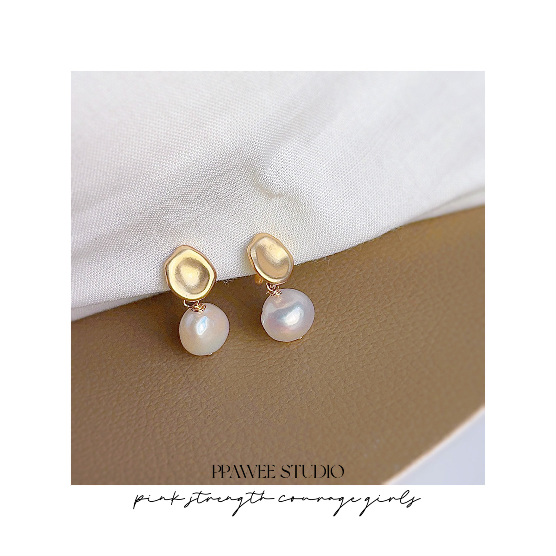 复古巴洛克耳饰天然淡水珍珠耳环2024年新款潮哑光耳钉蚊香盘耳夹