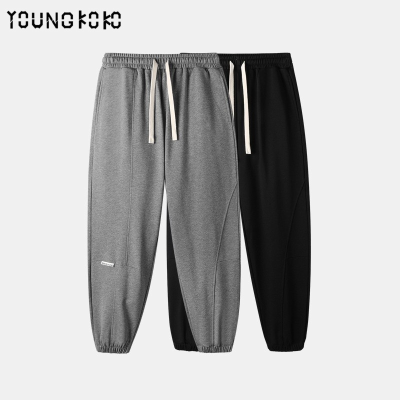 KOKO25新款系带运动休闲长裤黑色美式复古长裤男生裤子束脚宽松潮