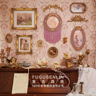 复古森林手作轻奢宫廷风丝绒浮雕画框壁挂民宿装 家居照片墙 饰欧式