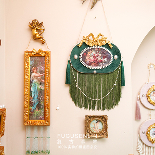 复古森林典雅手作做旧画框实木雕花装 饰画餐厅卧室走廊挂画组合