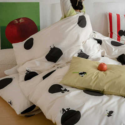 轻奢高级感毛巾绣纯棉四件套床笠