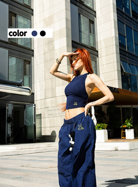 【限时返场HoneYmoon黑蓝两色jazz露背挂脖吊带背心荭荭原创同款