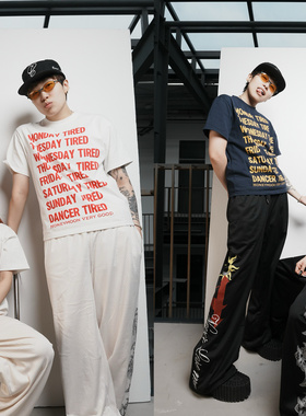 HoneYmoon两色百搭原创字母标语t恤街舞面料超级好荭荭驴子同款