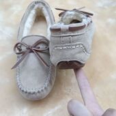 孕妇妈妈平底鞋 女加绒加厚防滑棉瓢鞋 豆豆鞋 真皮一脚蹬2026冬新款