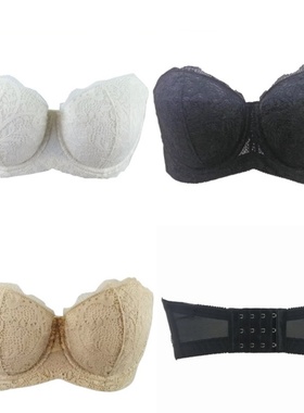 拍大一个杯#533夏季抹胸大杯文胸半杯无肩带软钢圈大胸内衣CEFG杯