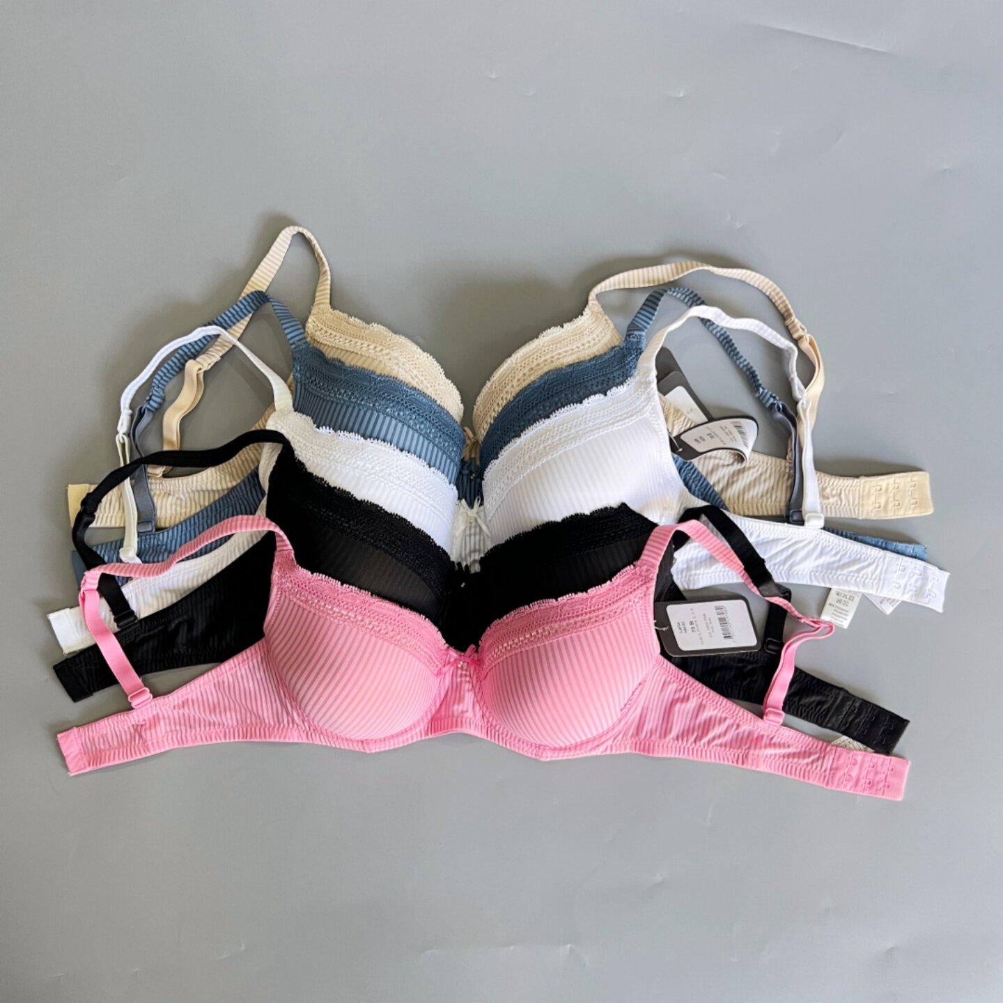 #823欧美外贸大码薄款文胸有钢圈条纹爽滑舒服女士内衣65-95ABCDE