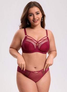 #828细带大码大杯软钢圈超薄立体杯性感女士文胸套装75-95FGHIJKL