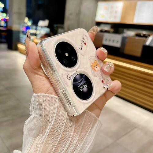 适用华为pocket2手机壳pockets宝盒版p50pock小折叠屏poket2油画蓝光porket2可爱p0cket外壳pk2闪粉水钻s新款