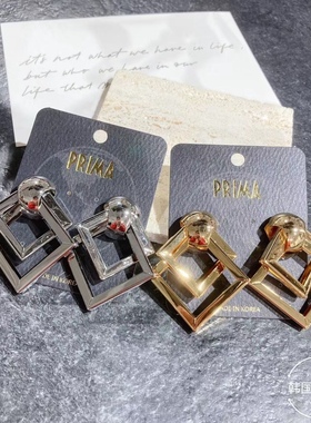 韩国东大门新款代购几何方形金属欧美风夸张个性时尚耳饰耳环女潮