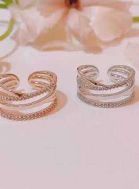 韩国东大门代购1990交叉ins小众设计戒指个性开口食指戒饰品女潮