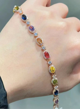 韩国豆家同款多巴胺彩色锆石韩系ins风精致高档高级感手链手饰女