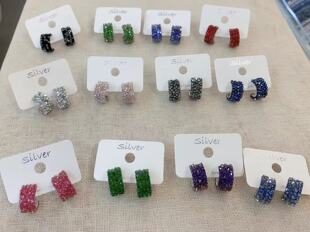 韩国2026年新款S家水钻水晶满钻砂糖闪闪百搭气质耳圈耳饰品耳环