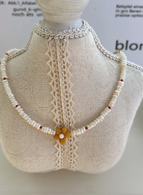 韩国进口新款发饰品时尚珍珠花朵甜美气质项链