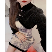 小个子旗袍冬款 短款 时尚 拼接改良连衣裙显高显瘦显腿长日常新中式