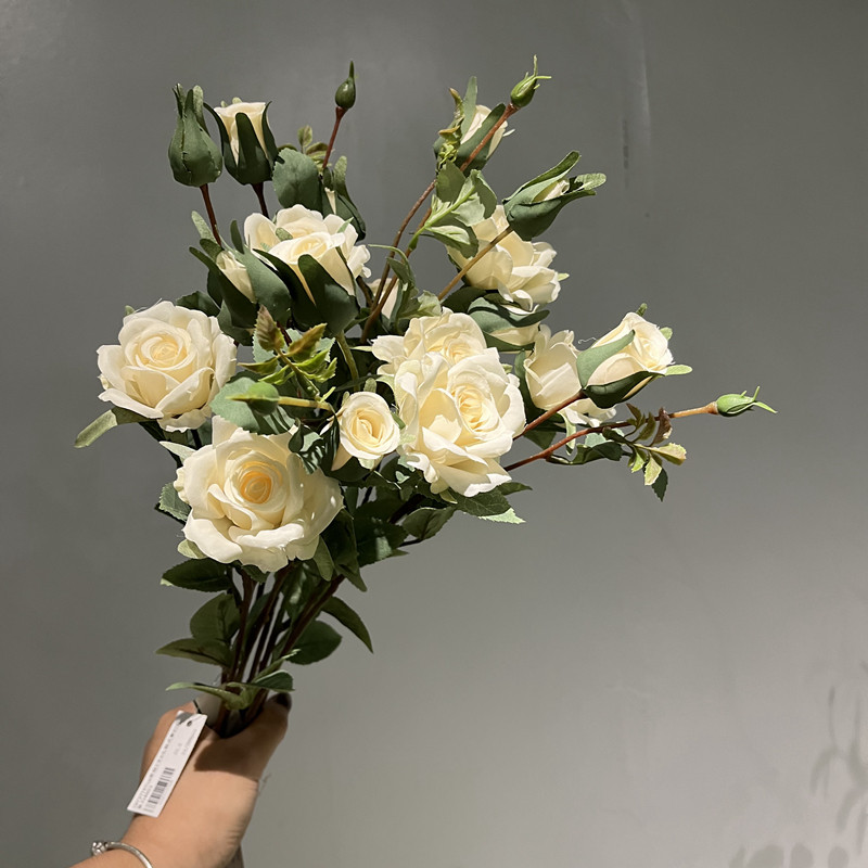 仿真梦幻玫瑰花白色系插花素材家居装饰摄影美陈花束花环制作花材
