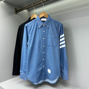 衬衣通勤休闲衬衫 潮款 春秋长袖 四杠色织棉面料男士 外套 经典