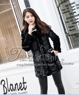 水貂皮毛一体连带帽韩版中长款女装女士式皮草外套春秋冬新款