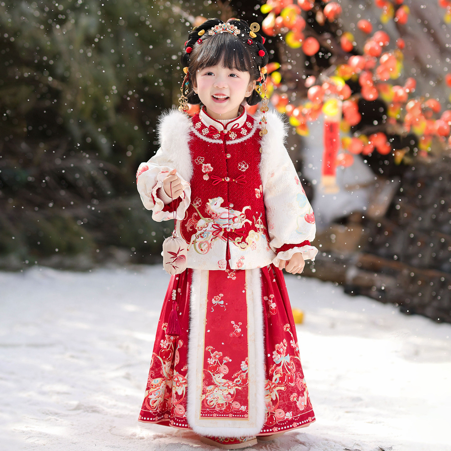 汉服女童2025冬款儿童新中式中国风仙气明制马面裙套装加厚拜年服,童装/婴儿装/亲子装,汉服,淘宝优惠券,粉丝福利购,淘宝优惠卷