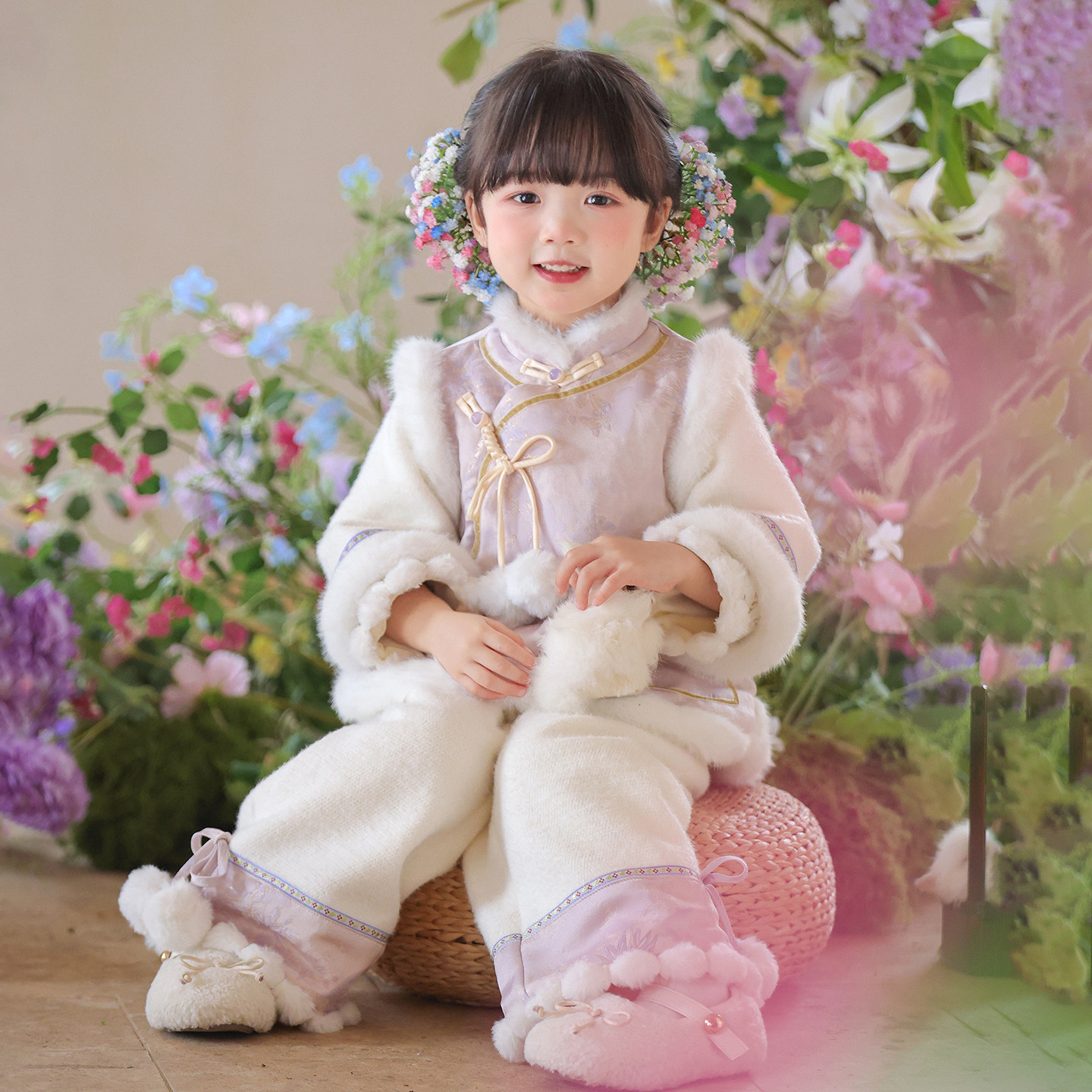 汉服女童2025冬款儿童新中式国风过年加绒裤子套装女孩仙气拜年服,童装/婴儿装/亲子装,汉服,淘宝优惠券,粉丝福利购,淘宝优惠卷