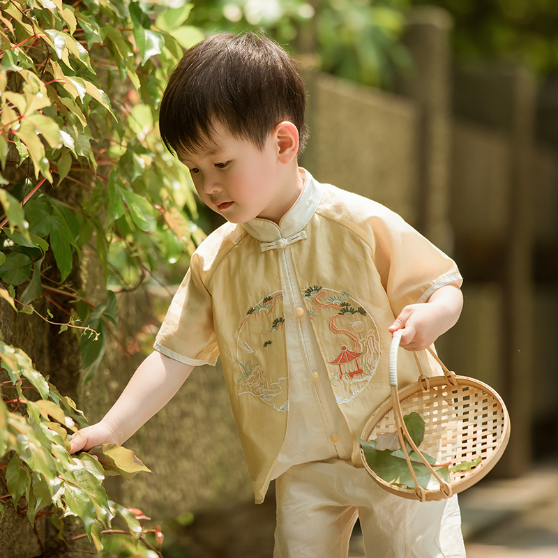 男童汉服夏季2024新款儿童新中式国风裤子套装宝宝古风唐装表演服